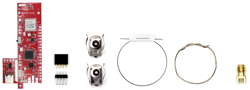Tiny4FSK, headers, battery, 2 antennas, SMA connector